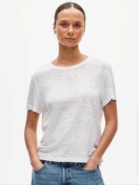 J Crew New relaxed linen T-shirt CI871 Size M NWT White